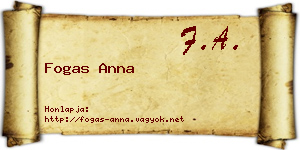 Fogas Anna névjegykártya